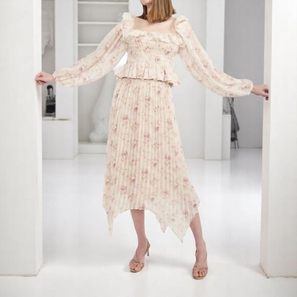 NWT En Saison Kika Blouse & Midi Skirt Set in Pink Floral - Picture 7 of 9